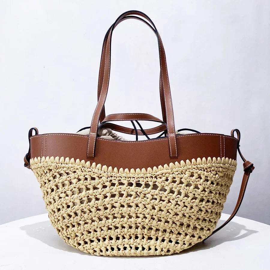 The Bree Hollow Weave Bag - Beige