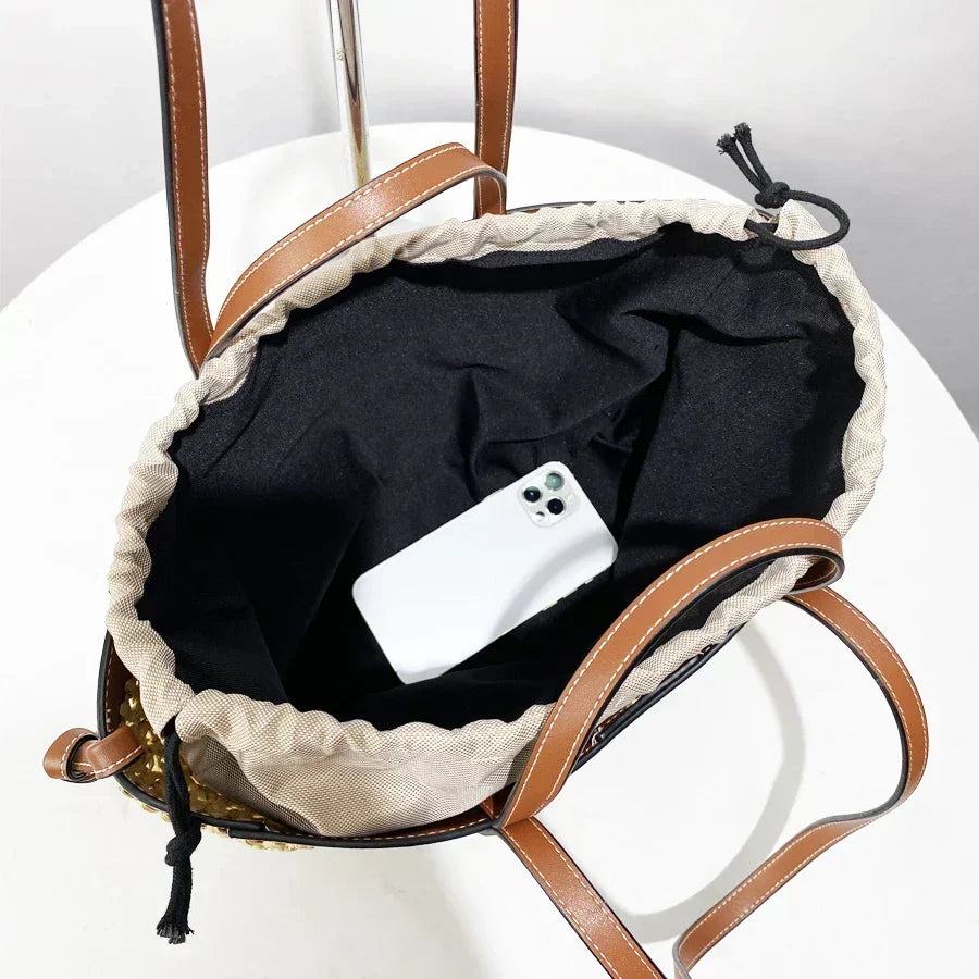 The Bree Hollow Weave Bag - Beige
