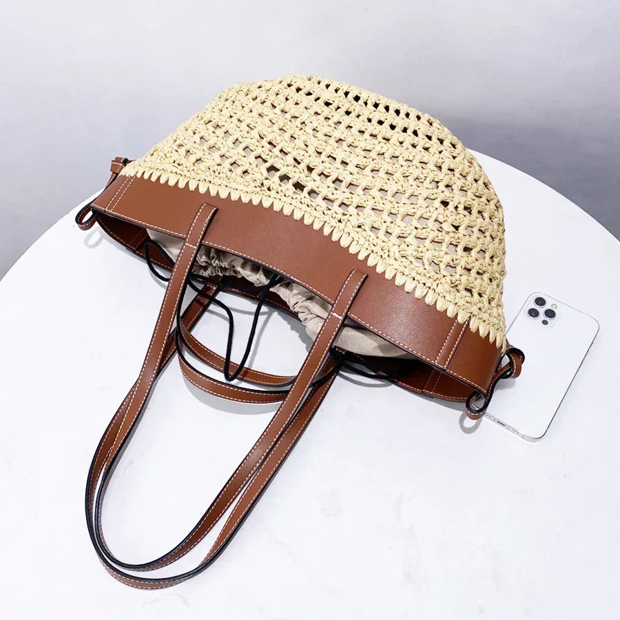 The Bree Hollow Weave Bag - Beige
