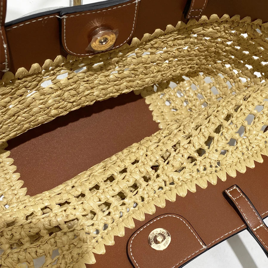 The Bree Hollow Weave Bag - Beige