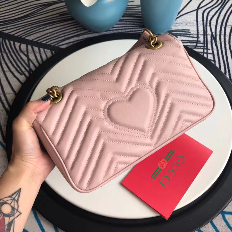 Gucci Marmont Matelass ̈¦ Shoulder Bag in Pink