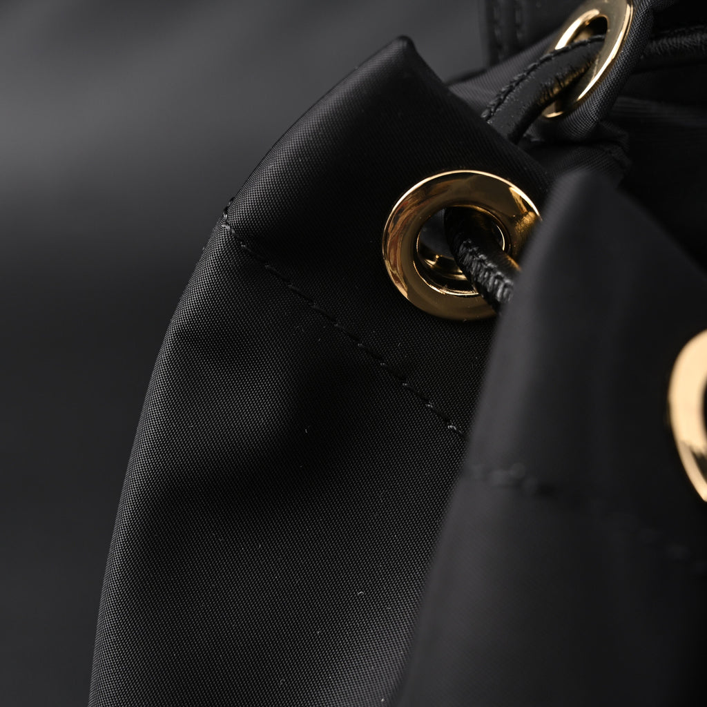 Burberry the Rucksack – Black Nylon & Leather Backpack with Gold-Tone Hardware - Black with Gold Accents