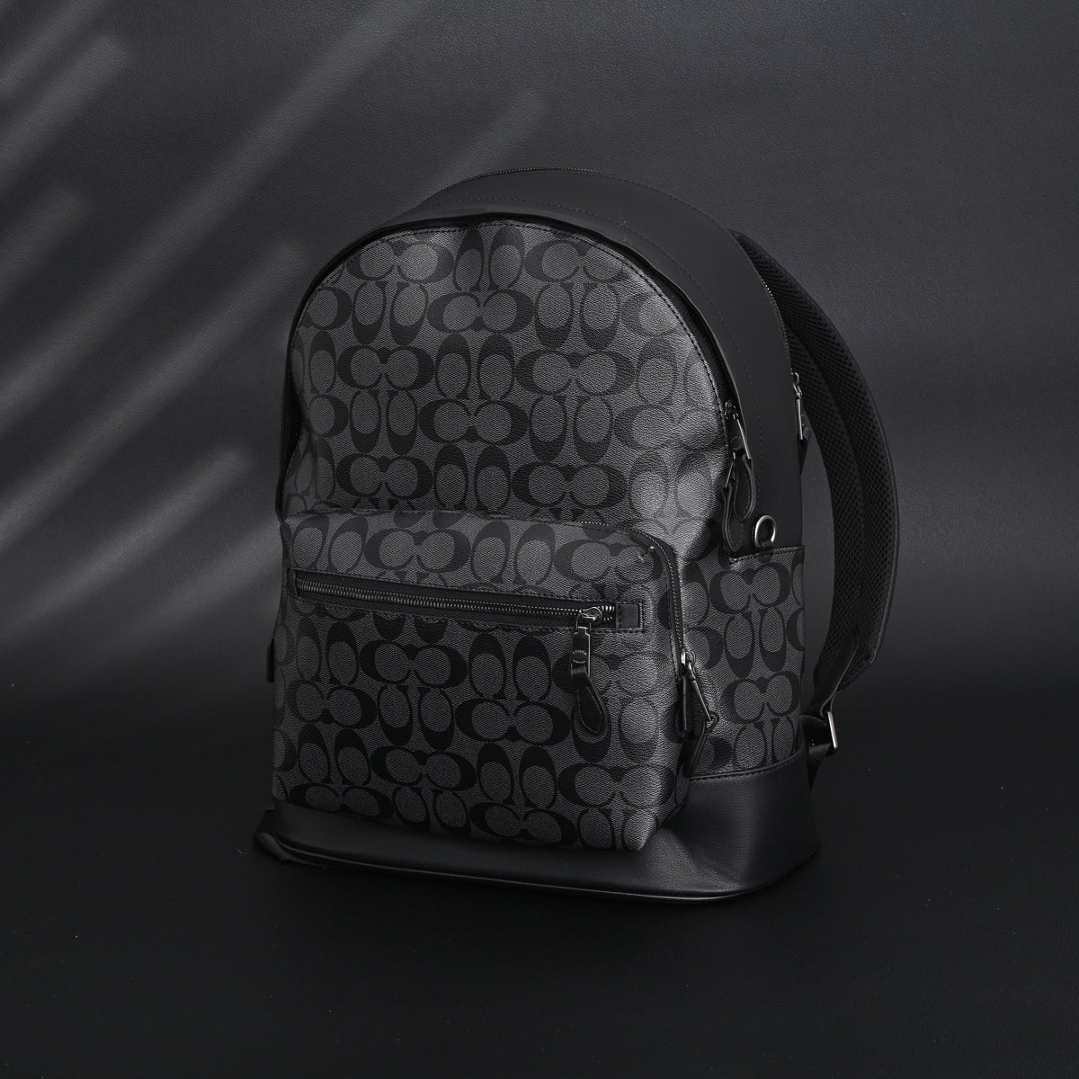 Coach West Backpack – Signature Canvas in Black/Grey - Black/Grey Monogram Pattern