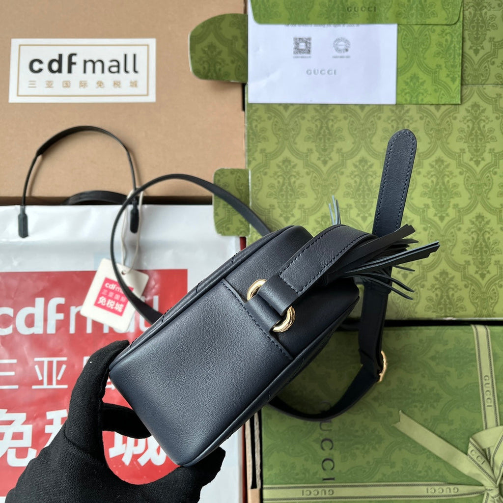 Gucci Blondie Small Shoulder Dark Blue Leather Bag