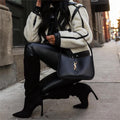 Saint Laurent Mini Le 5 a 7 Leather Hobo Bag - Black