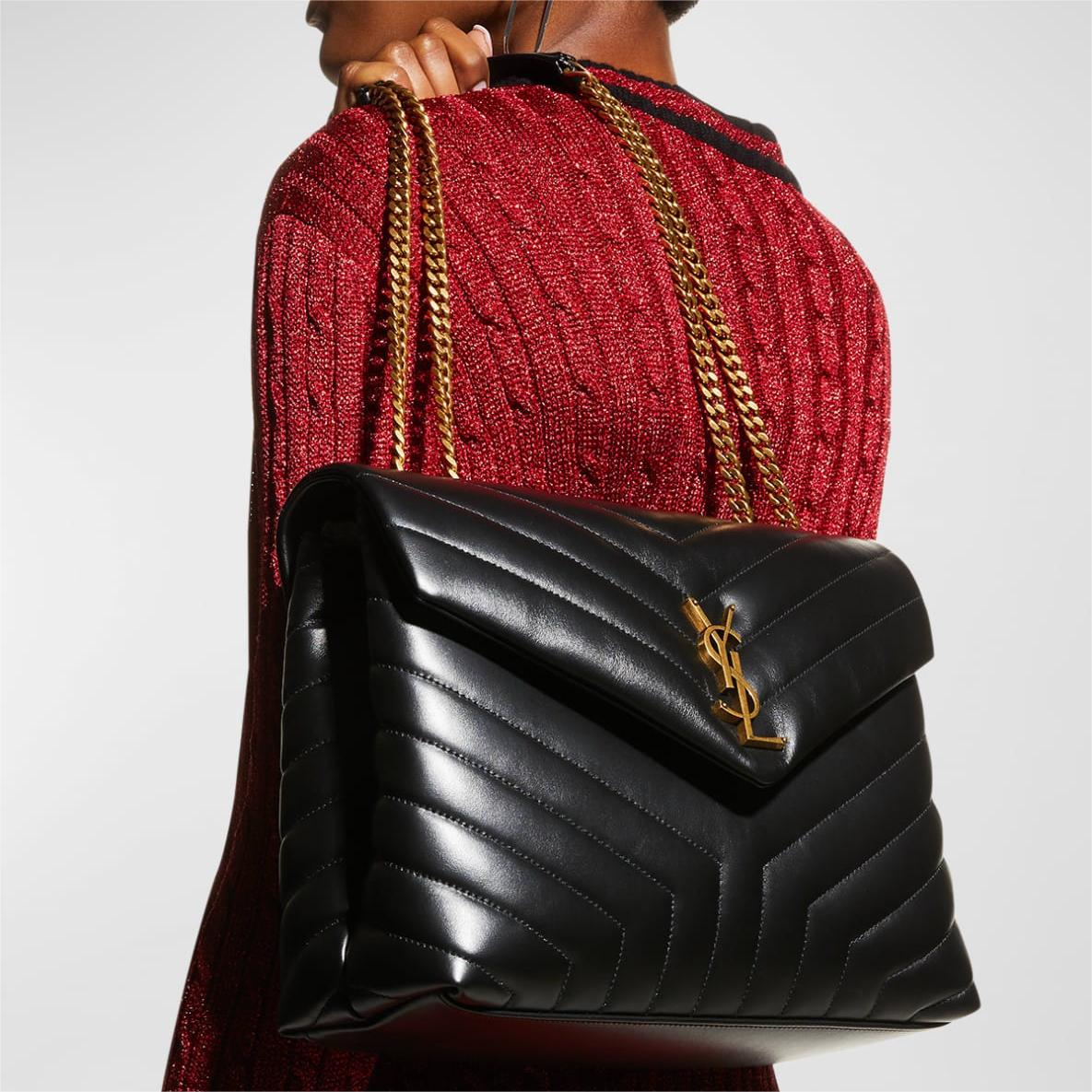 Saint Laurent Loulou Medium YSL Chain Shoulder Bag - Black