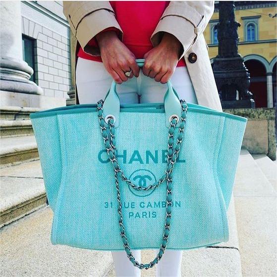 Cloth Chanel Totes - Blue