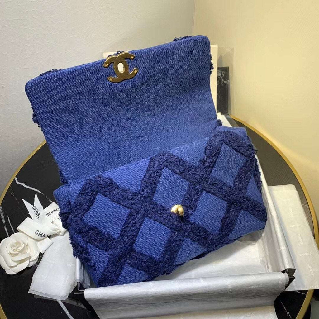 Chanel 19 Denim Medium Flap Bag - Blue