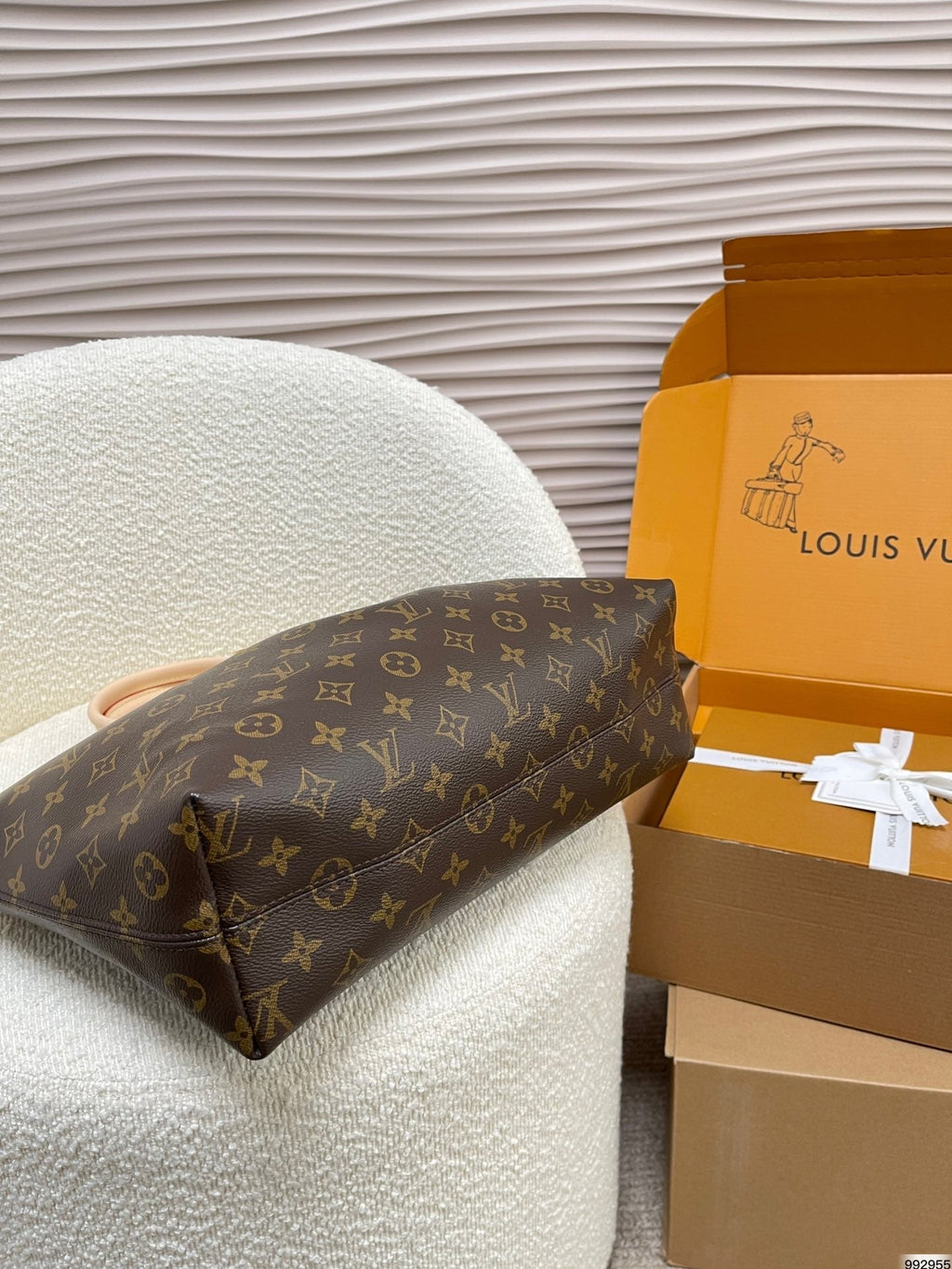 LV Boetie PM Monogram Canvas Tote Handle Bag with Drawstring Closure