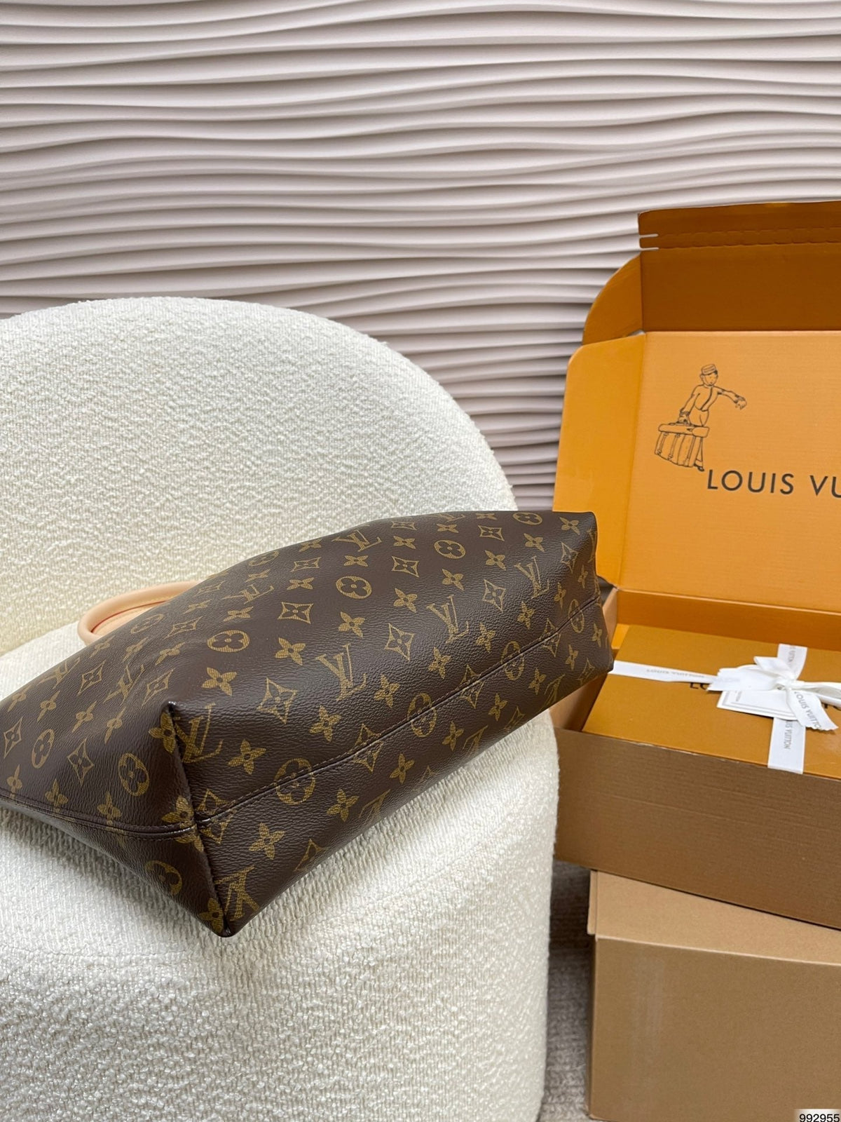 LV Boetie PM Monogram Canvas Tote Handle Bag with Drawstring Closure
