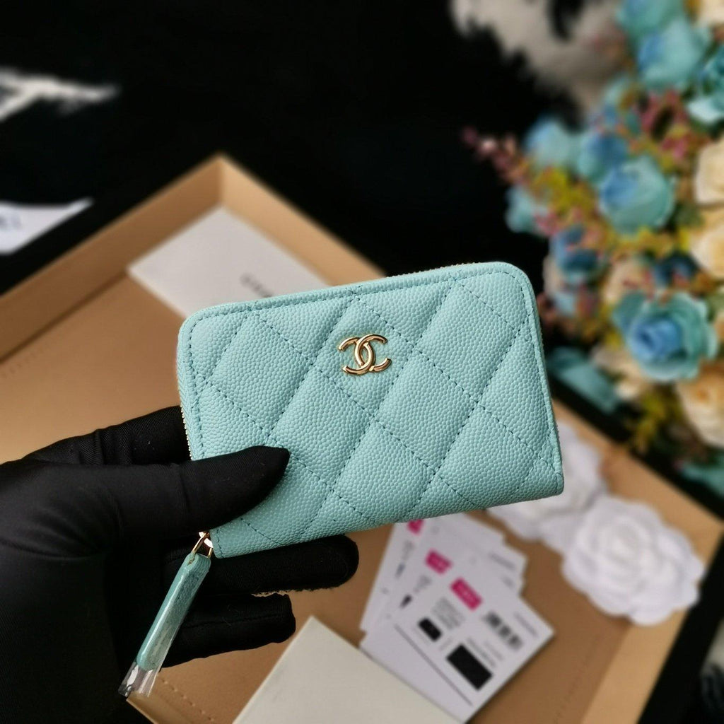 Chanel Zip Coin Wallet Tiffany Blue