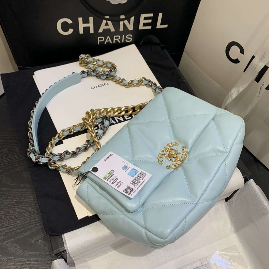 Chanel 19 Small Flap Bag Tiffany Blue