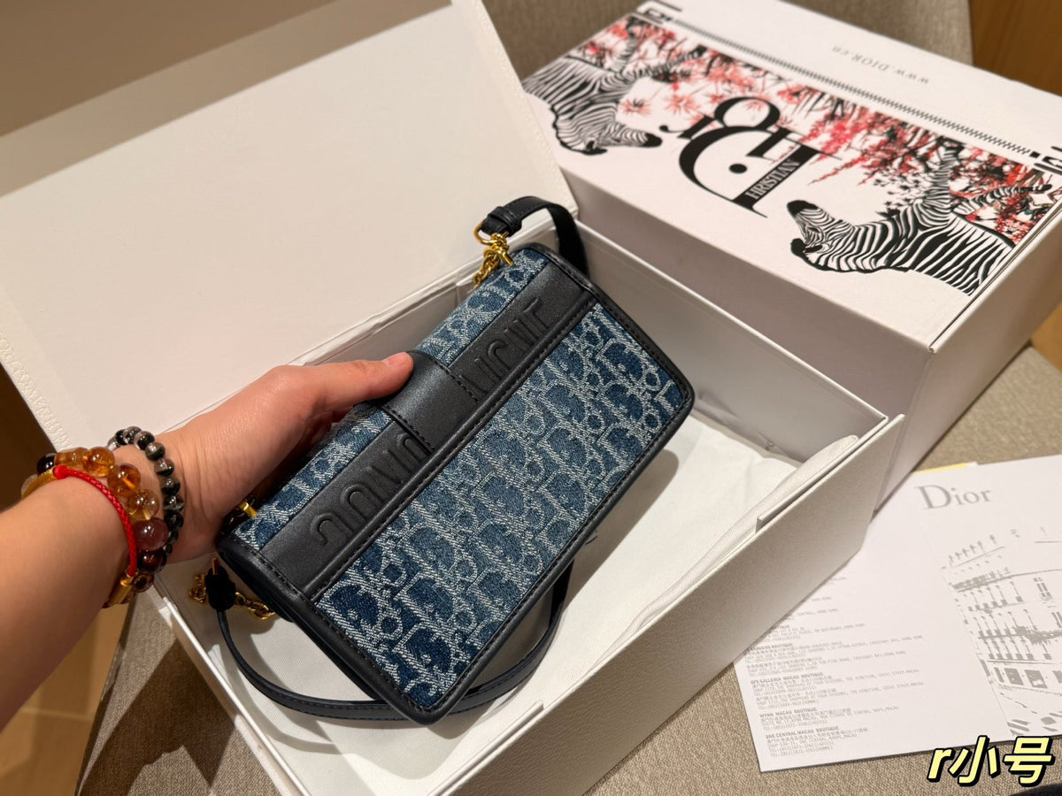Dior New Fashion Denim Chain Bag - Blue