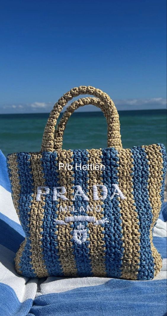 Prada Raffia Bag - Blue