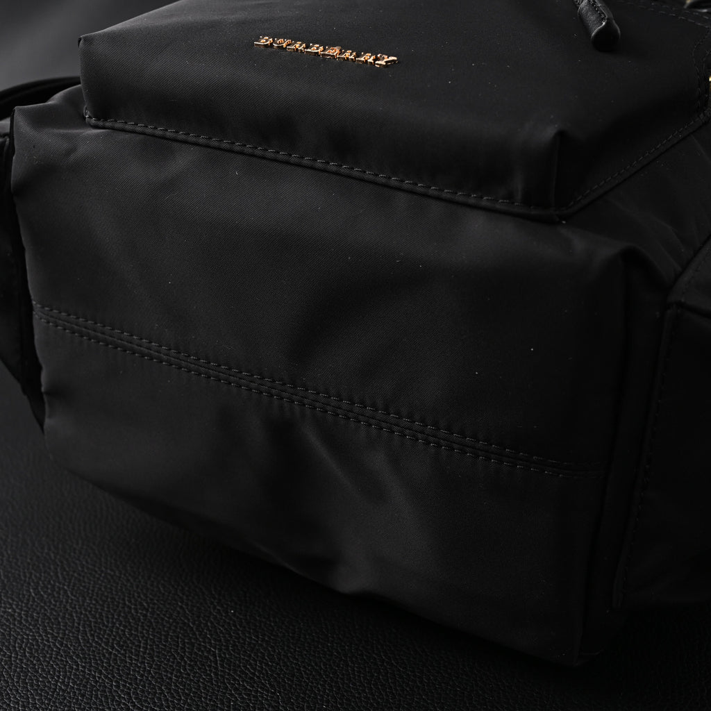 Burberry the Rucksack – Black Nylon & Leather Backpack with Gold-Tone Hardware - Black with Gold Accents