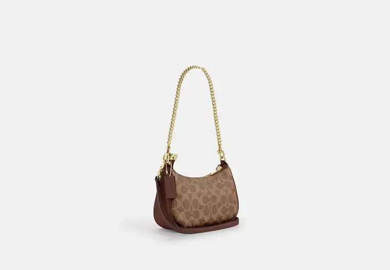Teri Mini Crossbody Bag in Signature Canvas - Tan/Brown