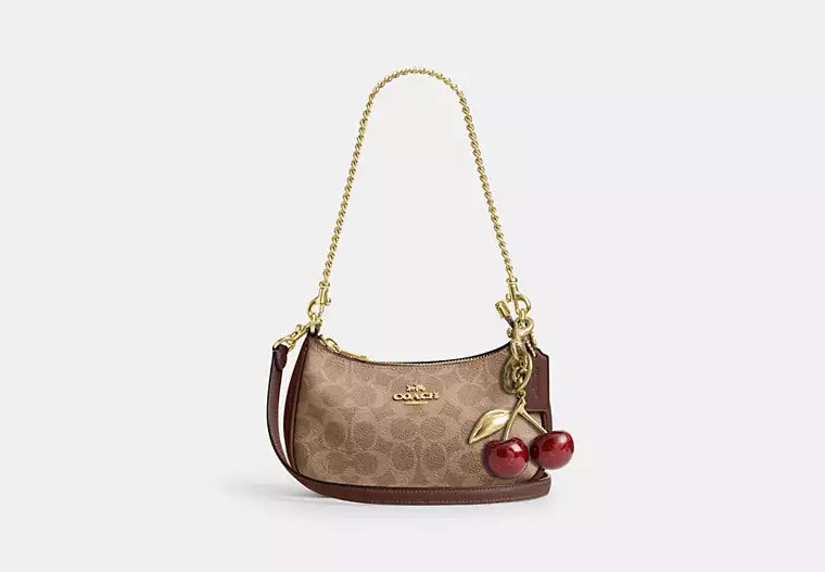 Teri Mini Crossbody Bag in Signature Canvas - Tan/Brown