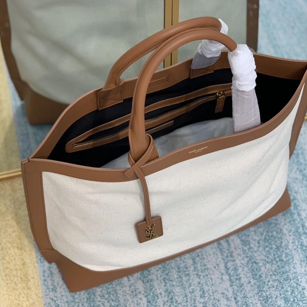 YSL Tag Hobo Bag - Beige/Brown