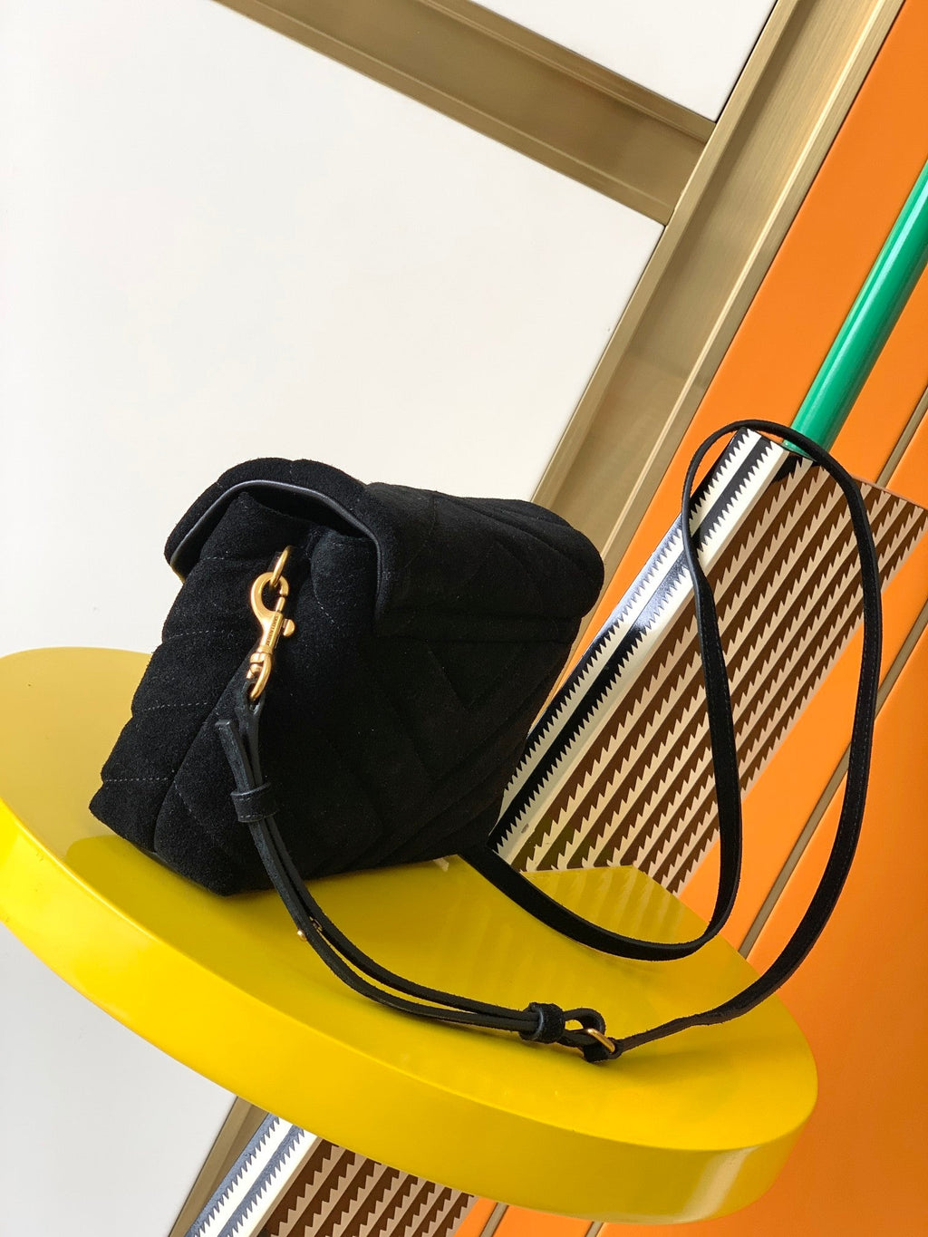 YSL Loulou 20 Black Velvet Shoulder Bag
