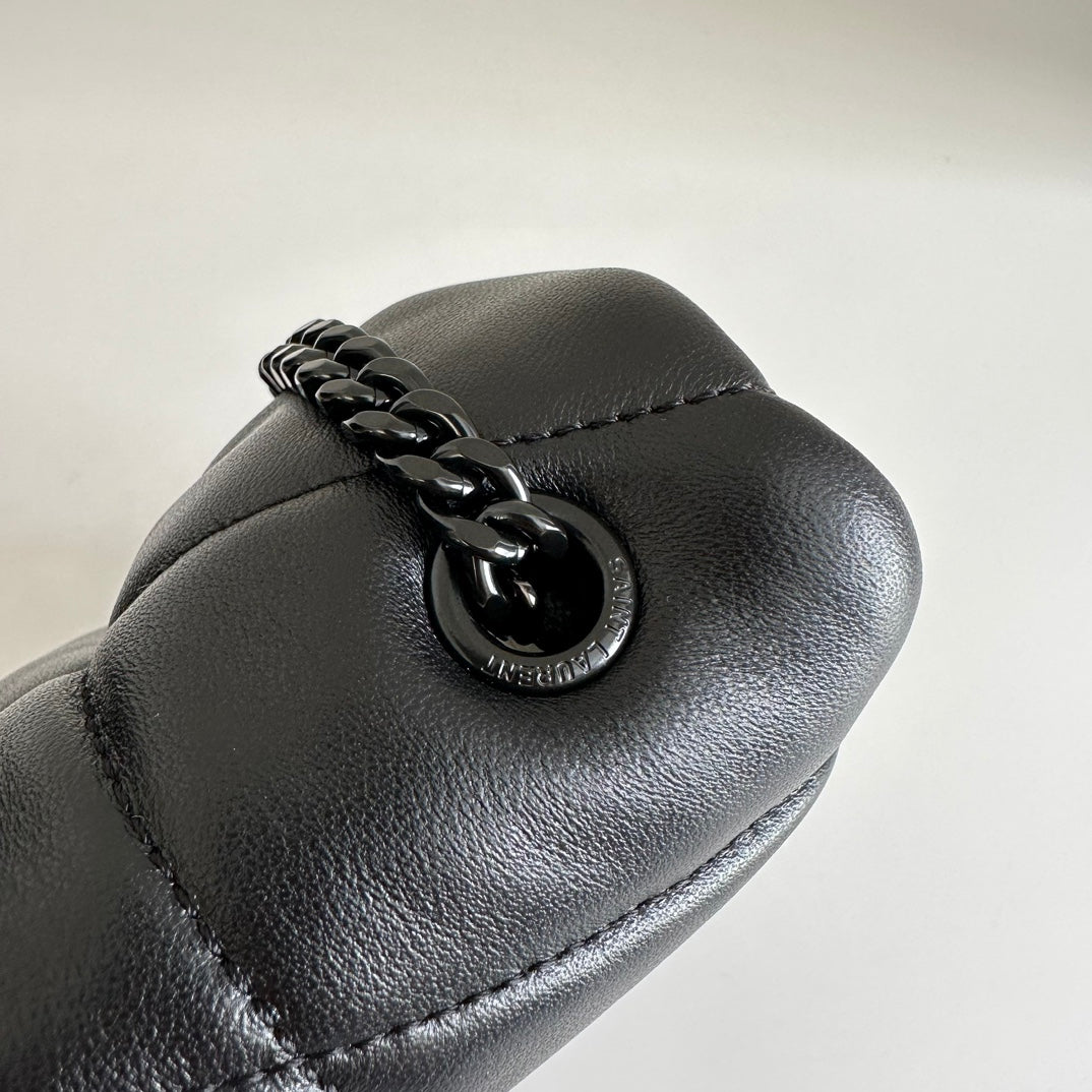 YSL Loulou Puffer Toy Bag in Quilted Lambskin Black Size 23x15.5x8.5