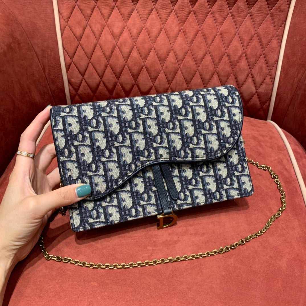Dior Saddle Pouch Blue Dior Oblique Jacquard