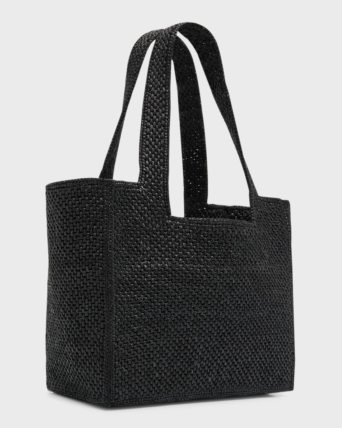Loewe Logo Raffia Tote Bag - Black