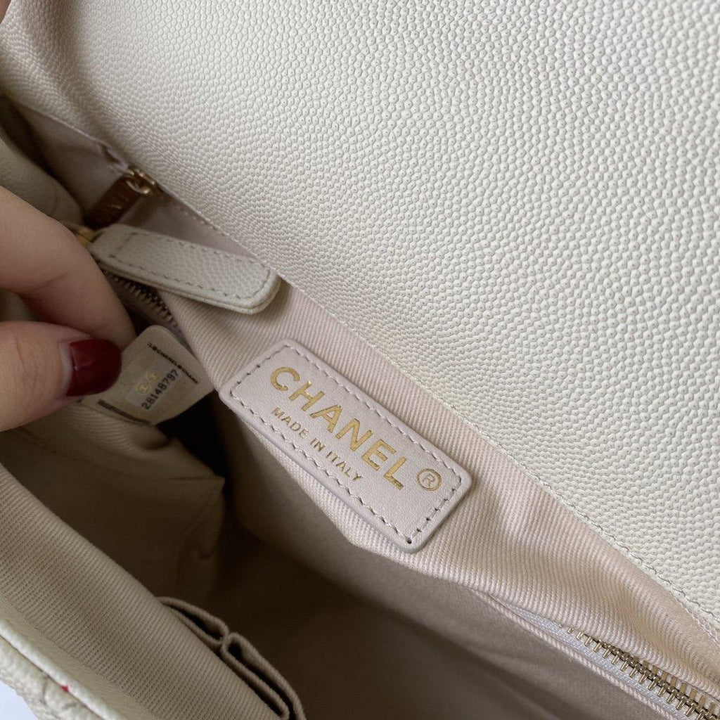 Flap Bag with Top Handle - White