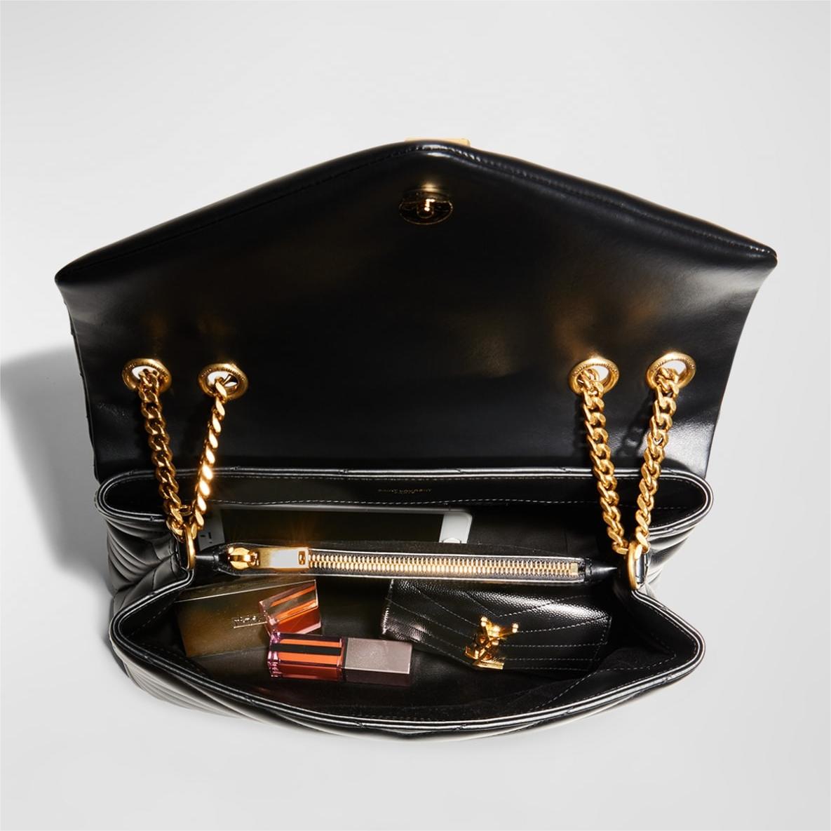 Saint Laurent Loulou Medium YSL Chain Shoulder Bag - Black