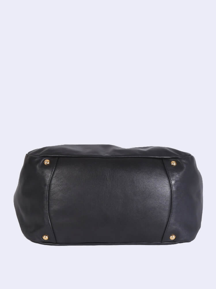 Prada Vitello Soft Chain Handle Shoulder Bag Nero - Black/Silver Hardware