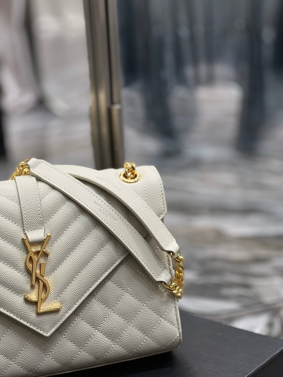 YSL Envelope Bag Medium White 487206
