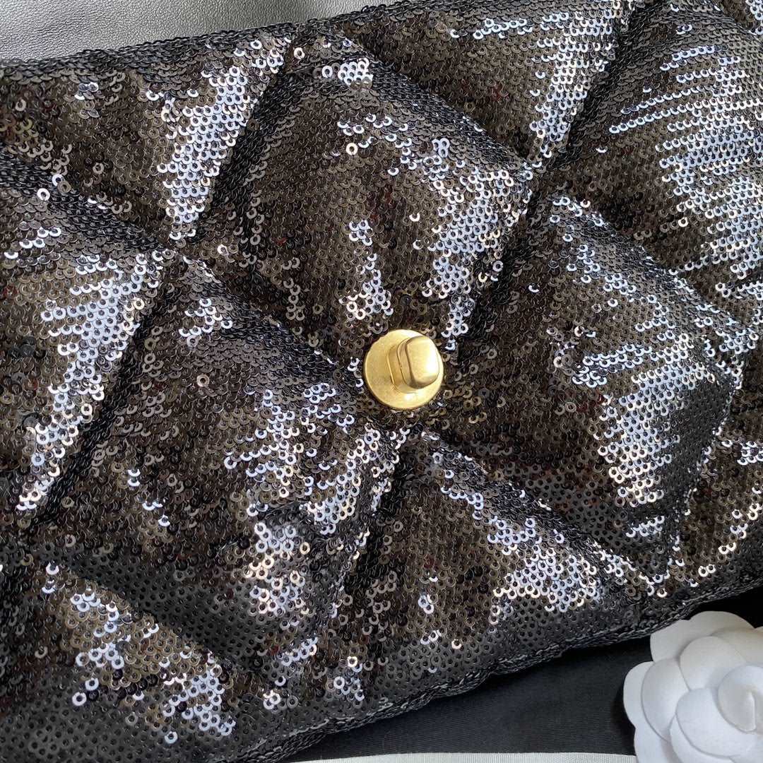 Chanel 19 Sequin Flap Bag Black