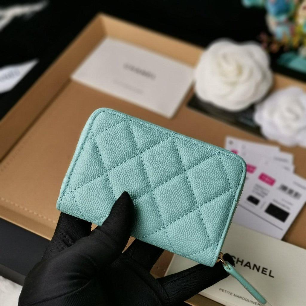 Chanel Zip Coin Wallet Tiffany Blue