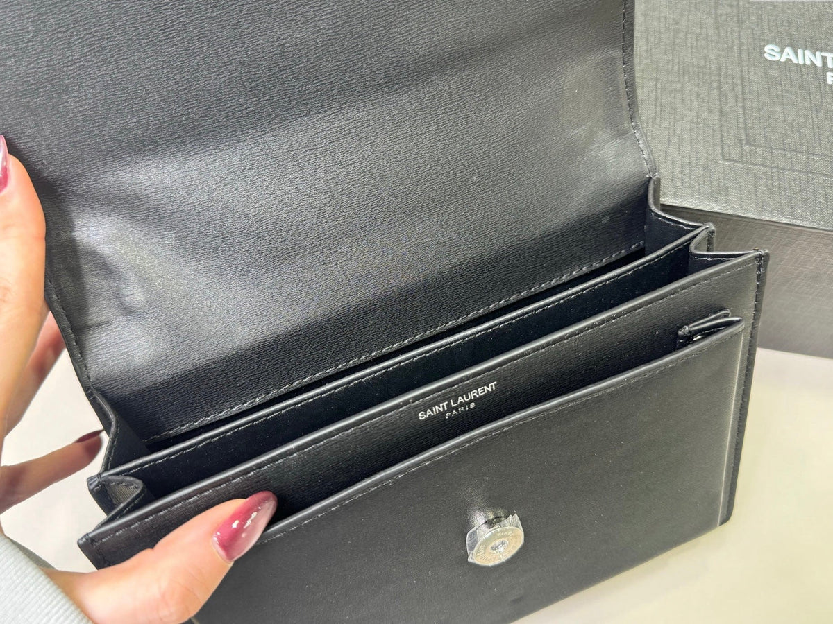 Saint Laurent Sunset Medium Monogram YSL Crossbody Bag - Black