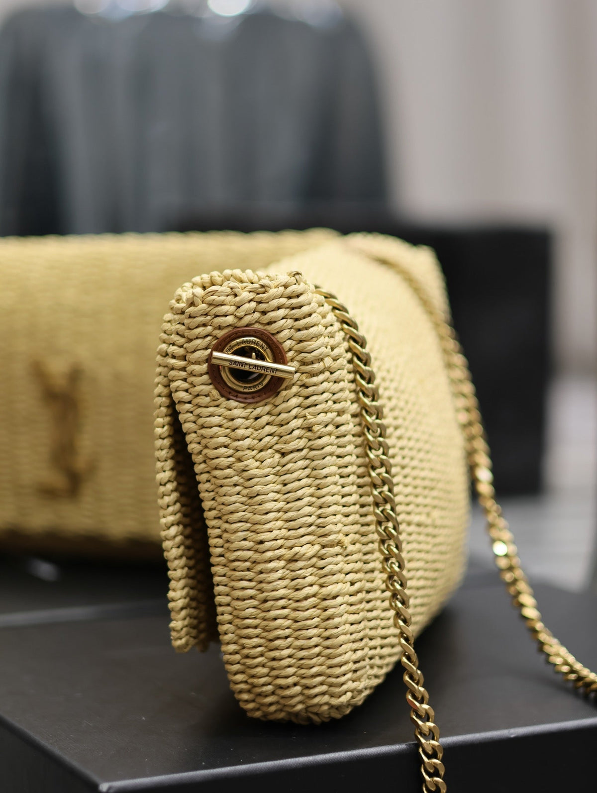 YSL Kate in Raffia Shoulder Bag