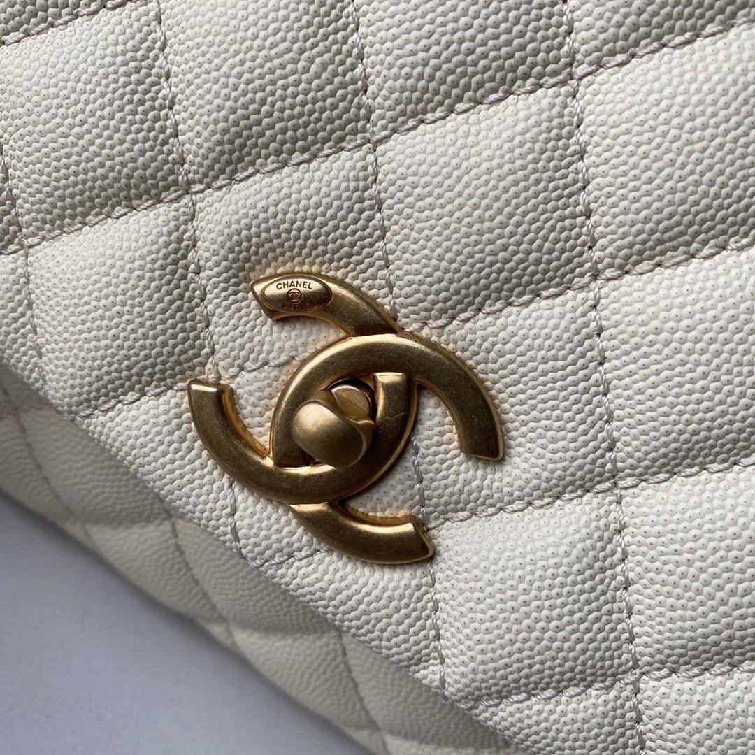 Flap Bag with Top Handle - White
