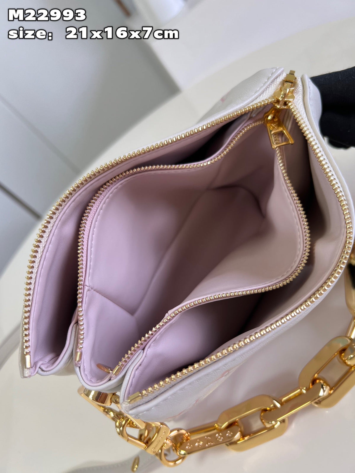 LV Coussin BB Monogram Canvas Shoulder Crossbody Bag with Chain Strap and Milkway Pastel Colors - White