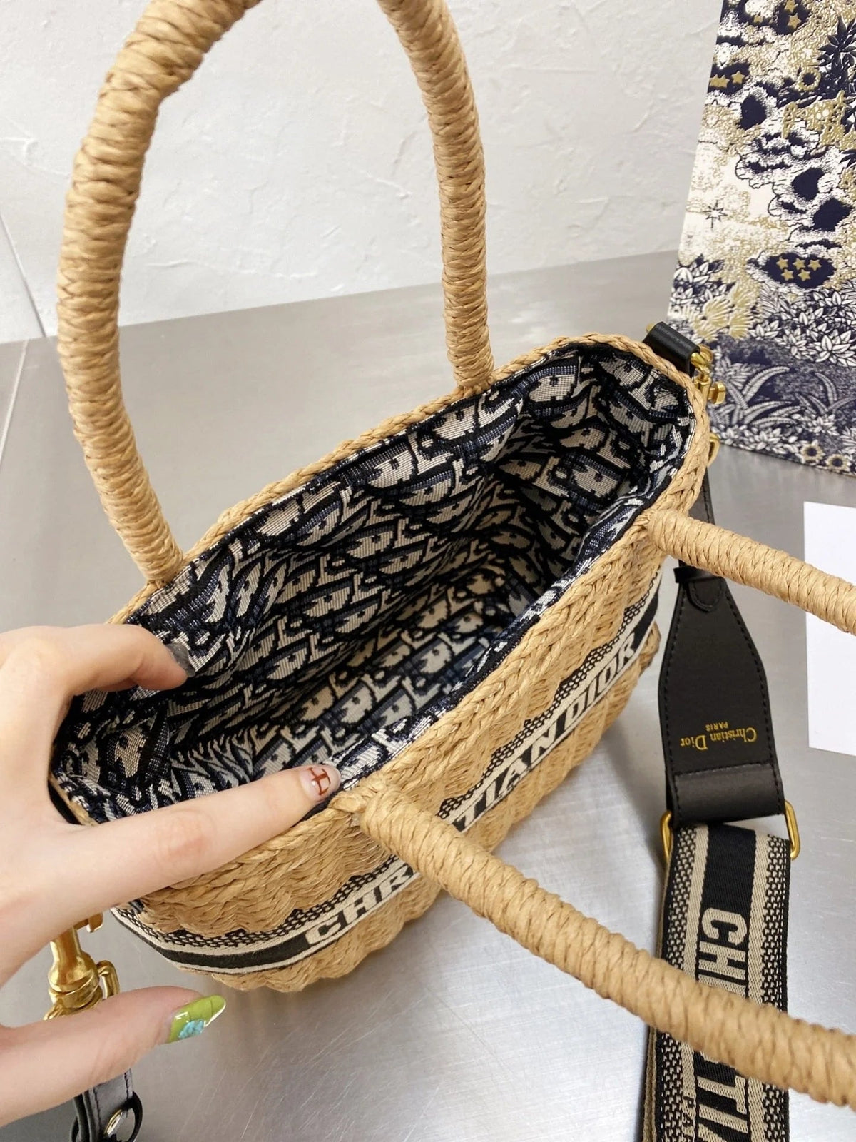 Dior Lady Oblique Bag - Straw
