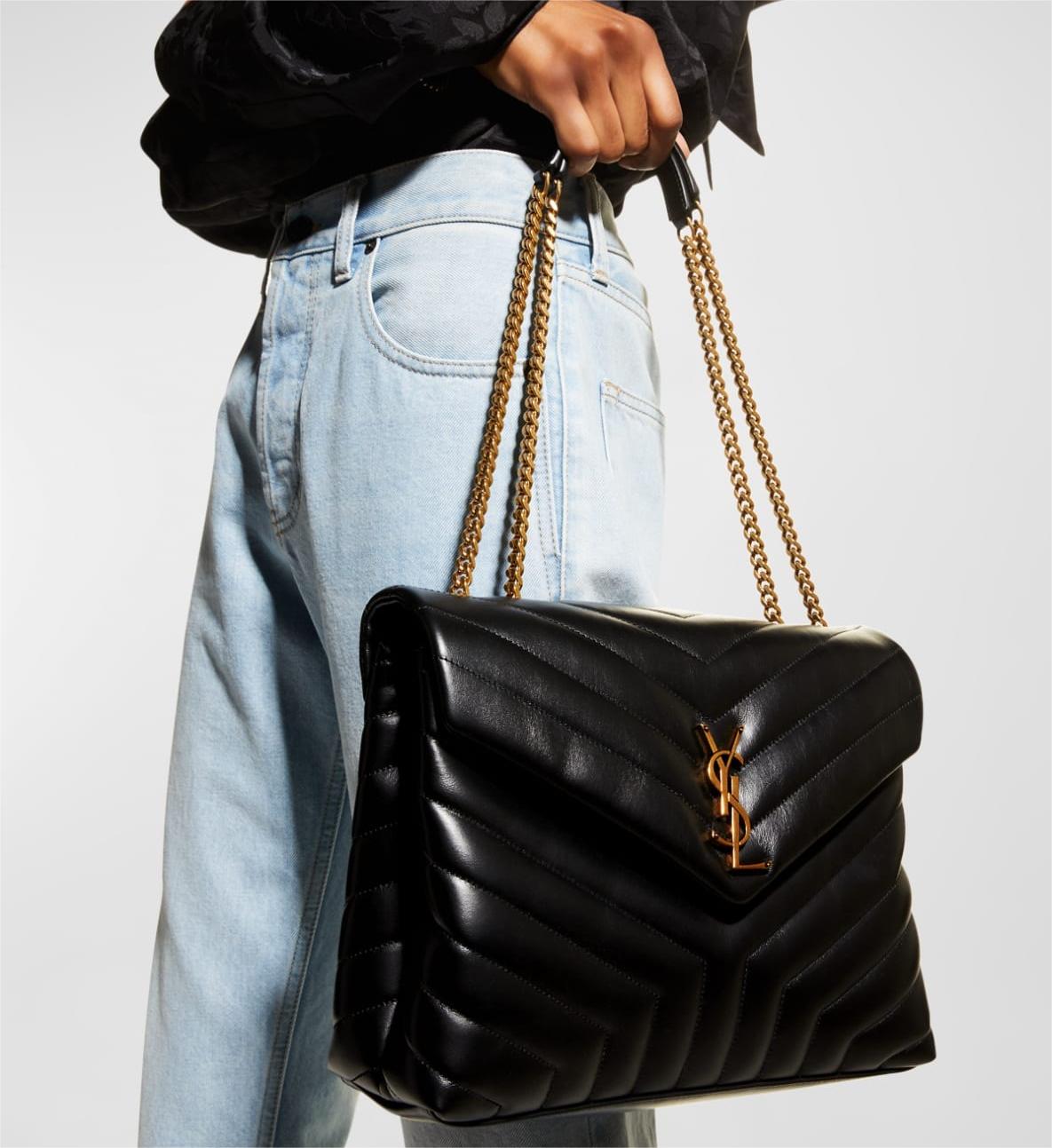 Saint Laurent Loulou Medium YSL Chain Shoulder Bag - Black