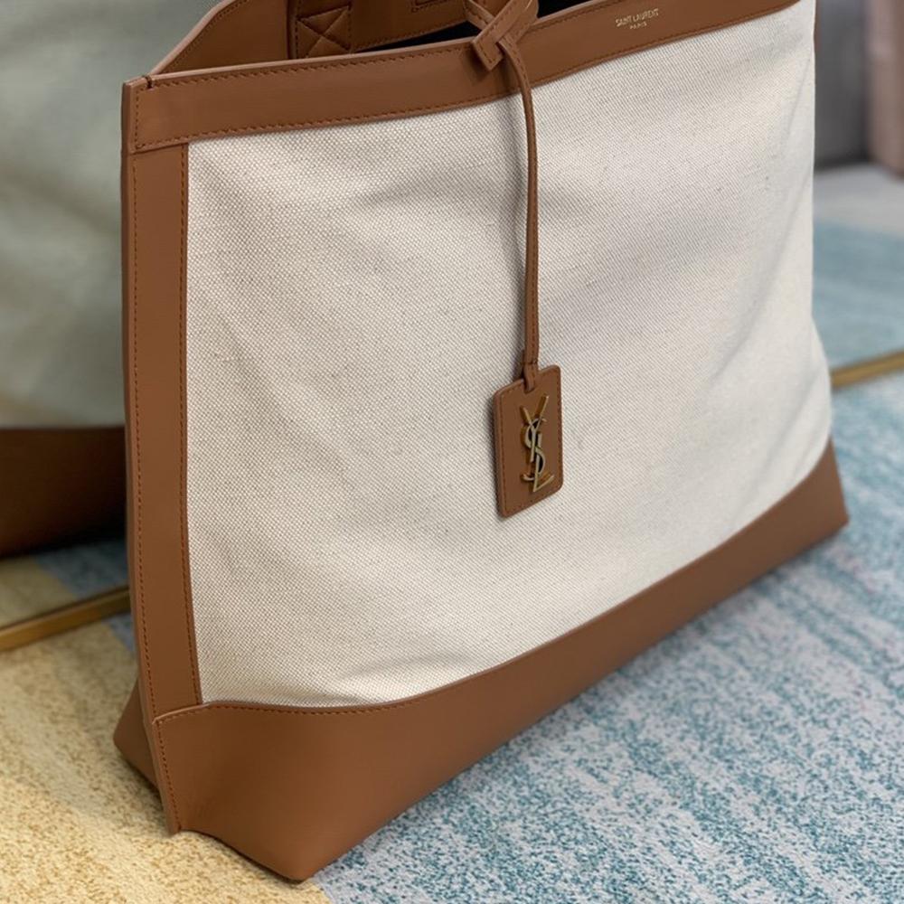 YSL Tag Hobo Bag - Beige/Brown