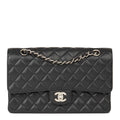Chanel Classic Flap Bag with Silver Hardware - Black