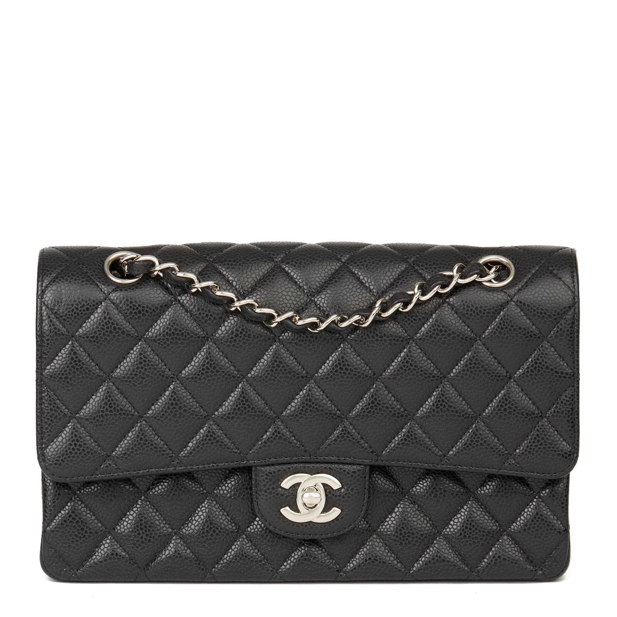Chanel Classic Flap Bag with Silver Hardware - Black