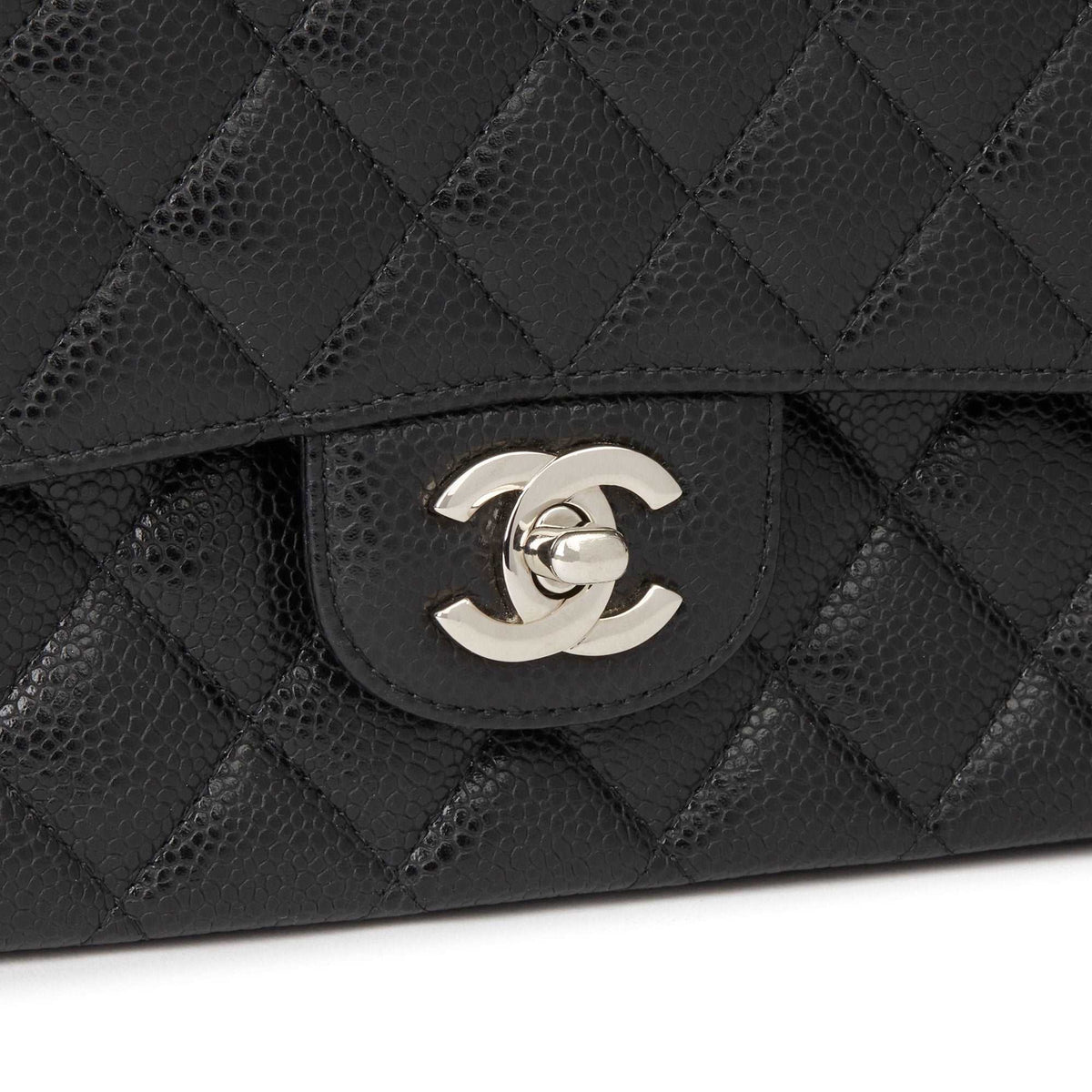 Chanel Classic Flap Bag with Silver Hardware - Black