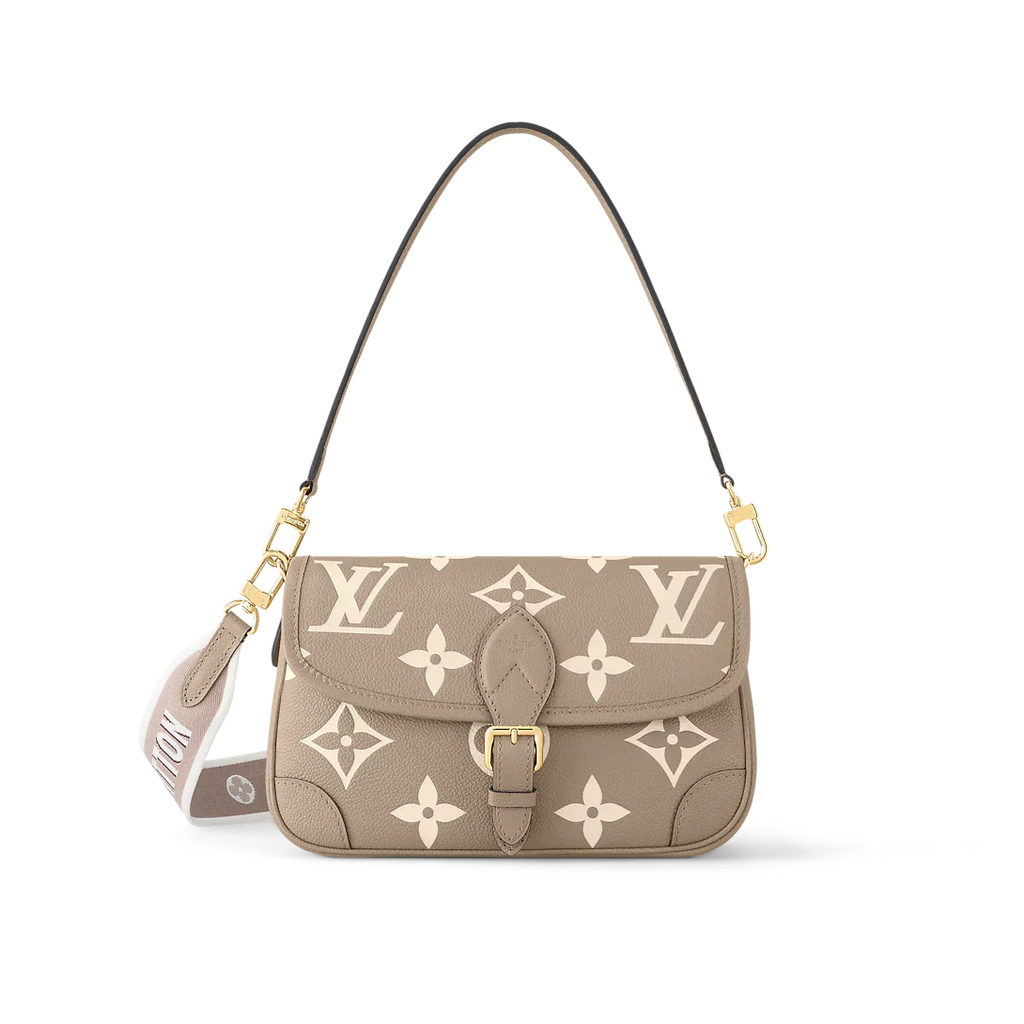 Louis Vuitton Diane Monogram Empreinte Tourterelle Beige Cream Satchel Bag