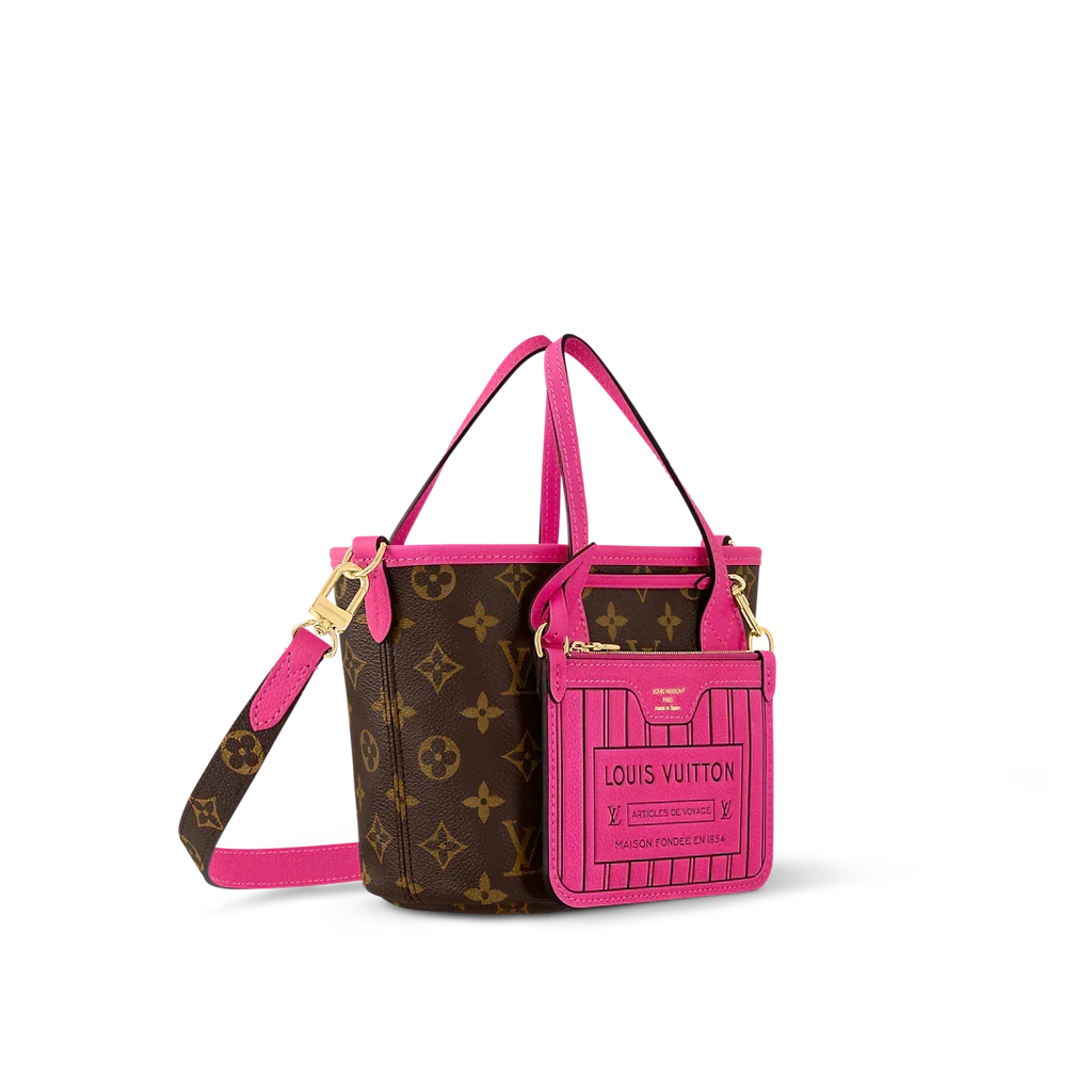 Louis Vuitton Neverfull Bandoulière Inside Out BB Tote Bag - Rose Pondichery / Monogram