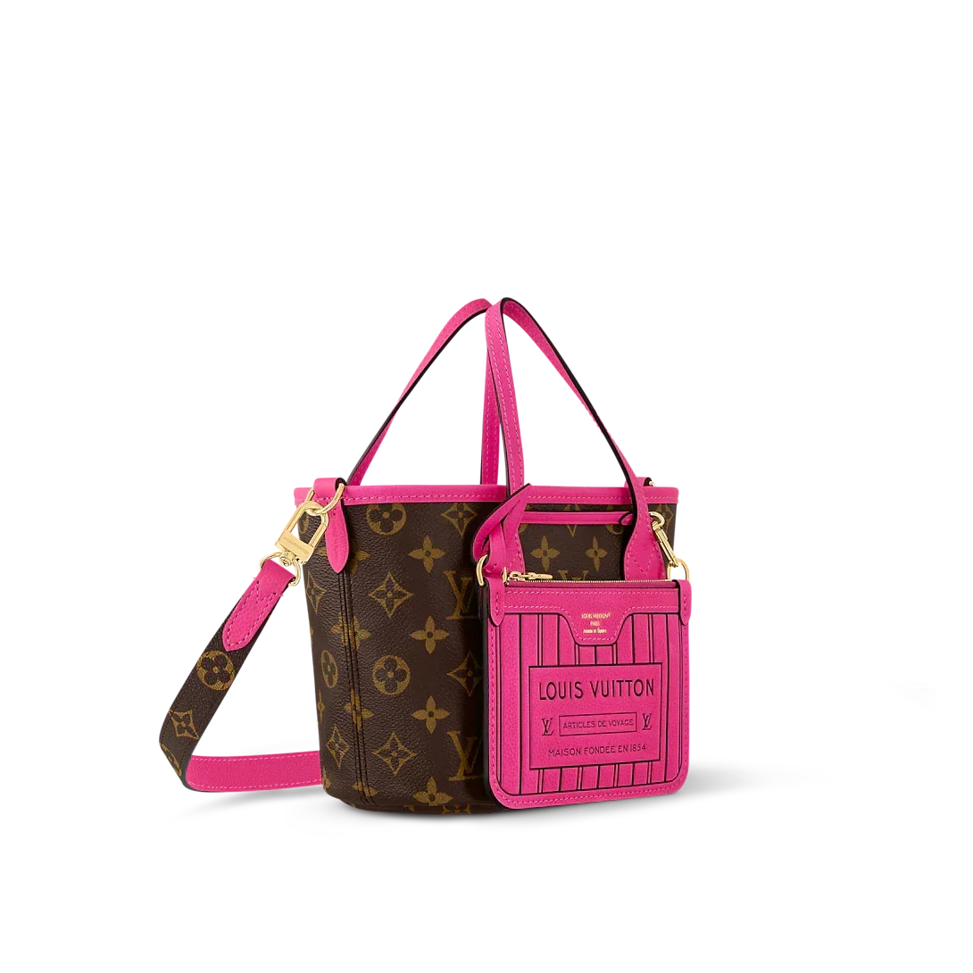 Louis Vuitton Neverfull Bandoulière Inside Out BB Tote Bag - Rose Pondichery / Monogram