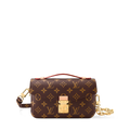 LV Pochette Métis East West Monogram Canvas Handle Crossbody Bag with Chain Strap and Leather Trim