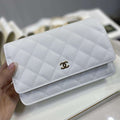 Chanel Caviar Wallet On Chain WOC White